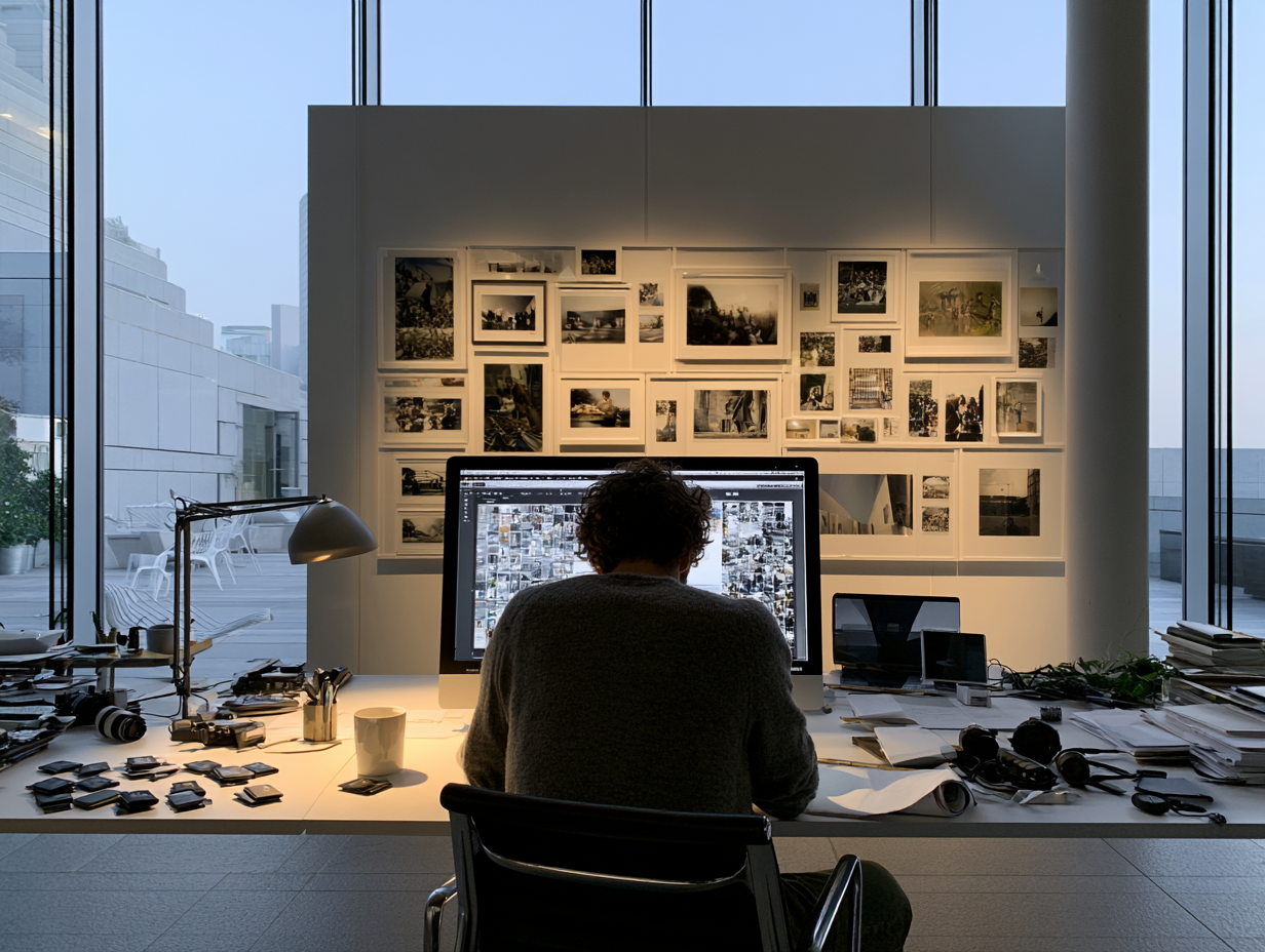 Photographer working in her studio