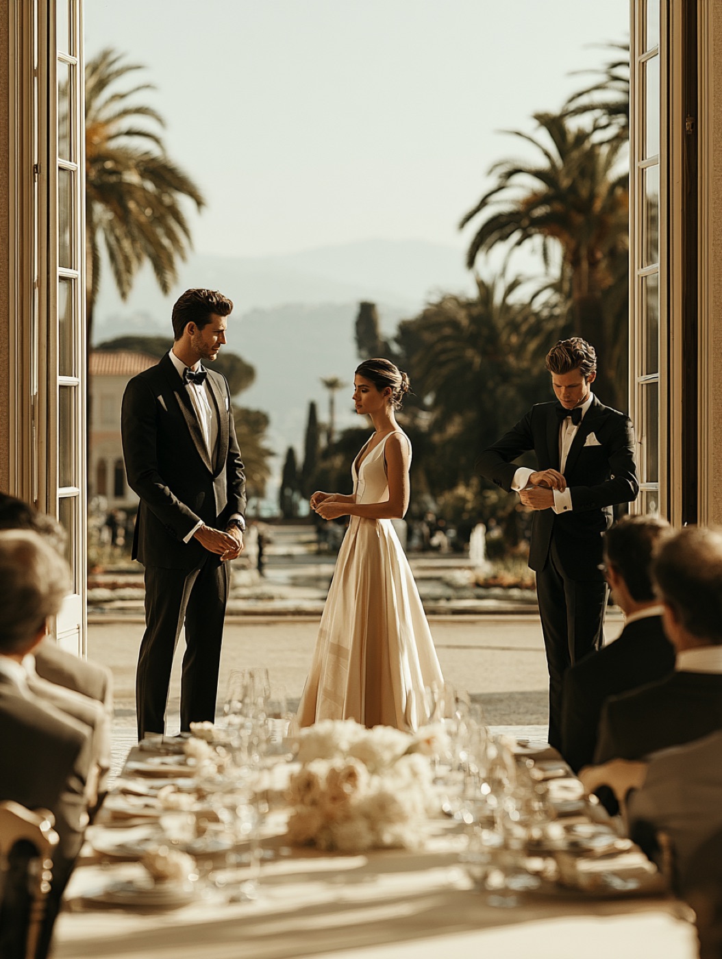 Élise and Julien at the villa threshold