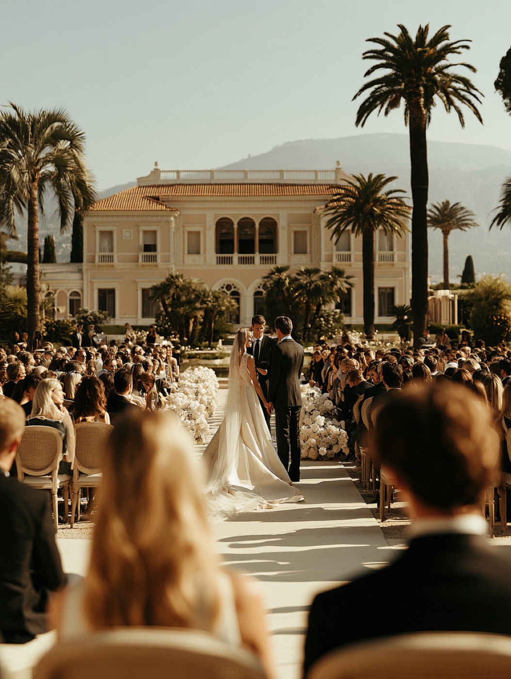 The ceremony in the villa garden